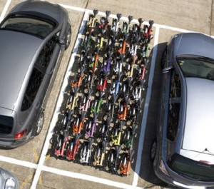 Bromptons filling a car parking space